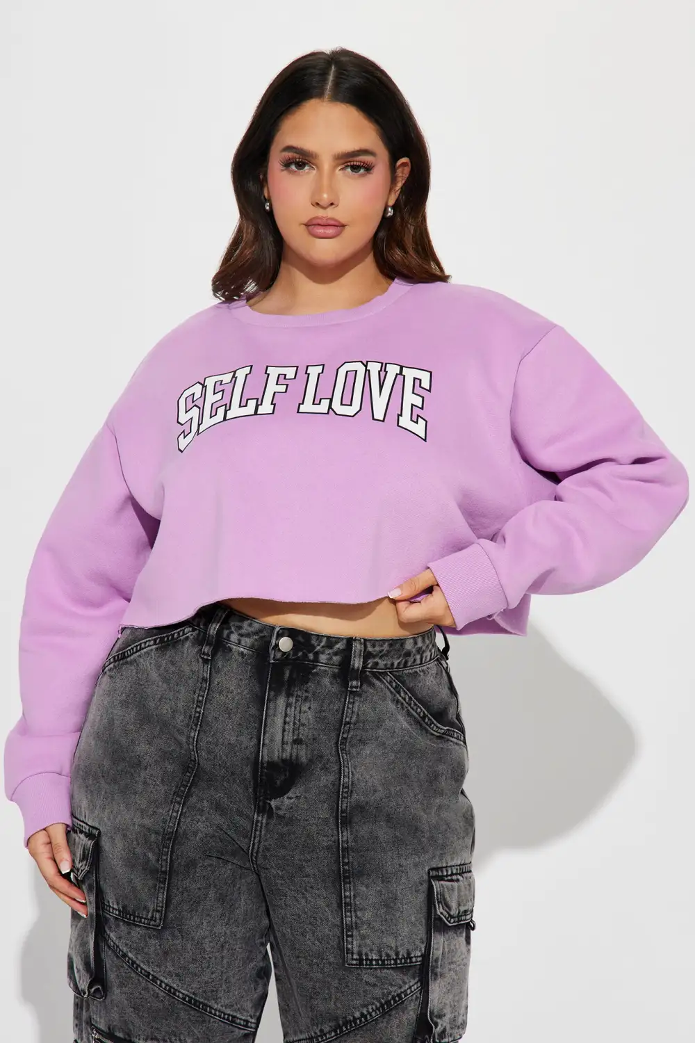 Self Love Crop Sweatshirt - Lavender