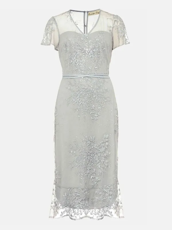 Exquisite Floral Embroidery Transparent Lace Women's Dress