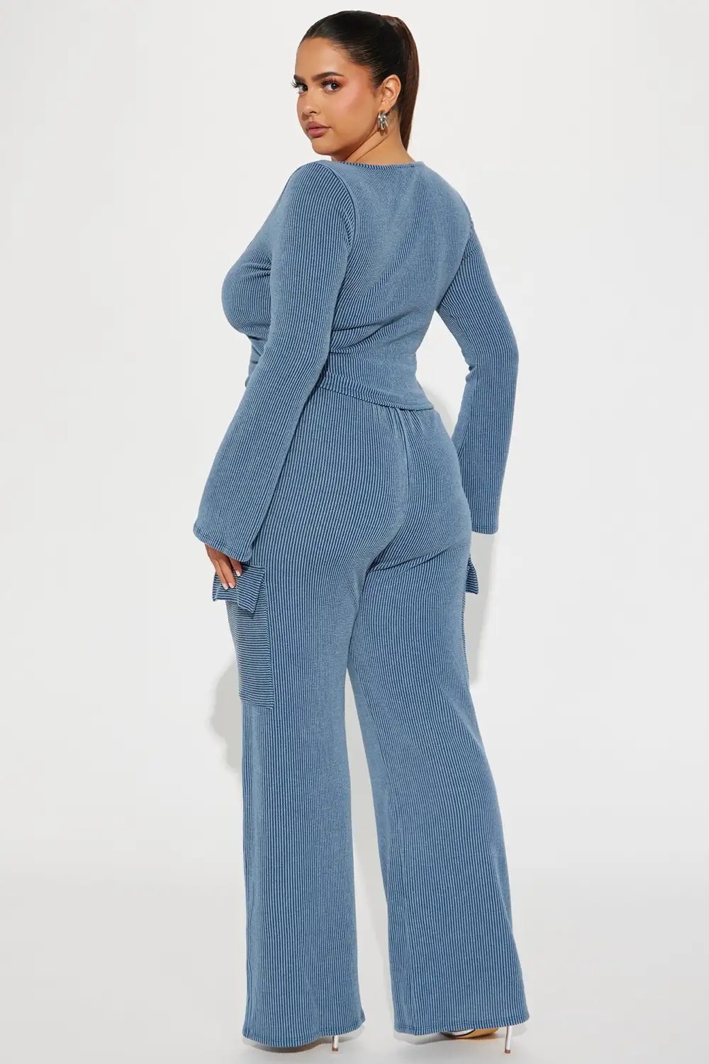 Nobody Like Me Ribbed Pant Set - Navy