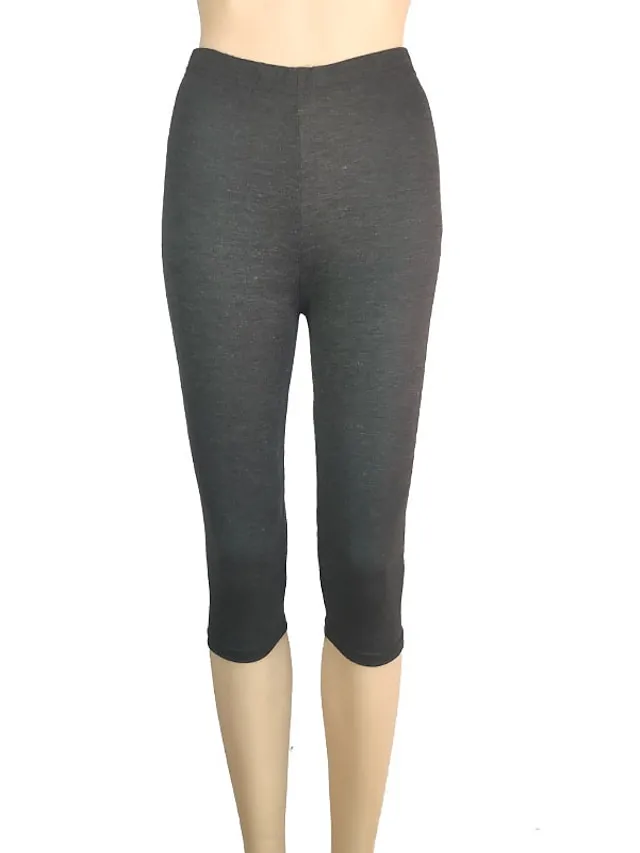 Women's Casual Sports Leggings Capri shorts Scrunch Butt Shorts Elastic Waist Calf-Length Pants Daily Yoga Stretchy Cotton Blend Lightweight Sports High Waist Slim Gray Green 7 points cotton gray 7