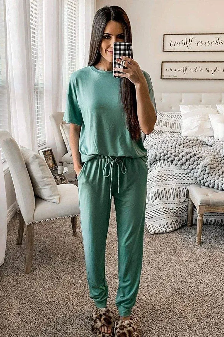 Two Piece Outfit Short Sleeve  Pullover Tops Tracksuits