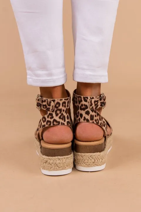On Display Brown Leopard Espadrille Sandals