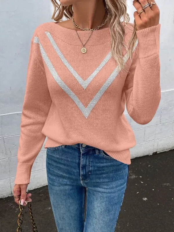 Pattern Drop Shoulder Sweater