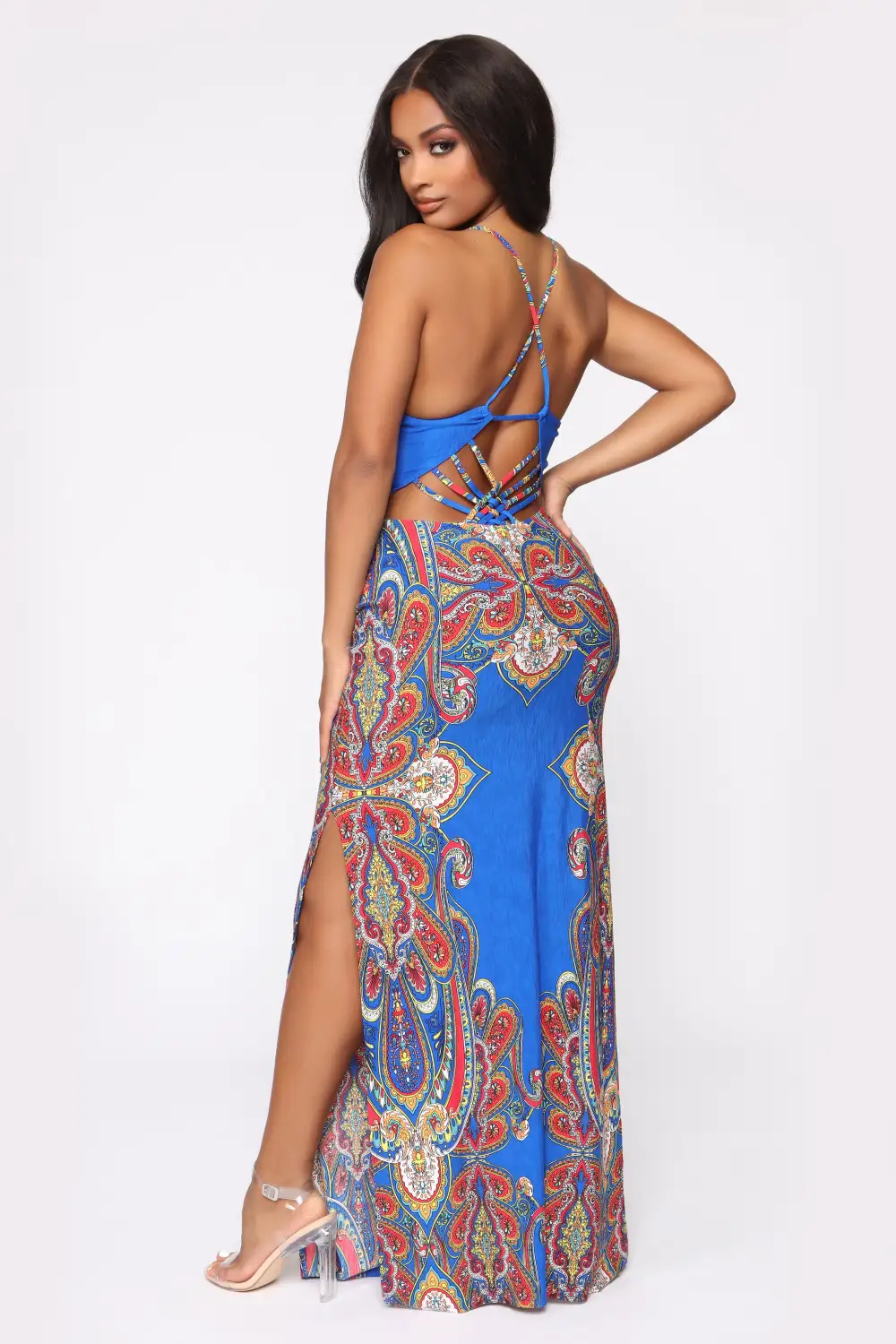 Wine Glass Bay Maxi Dress - Blue/Multi