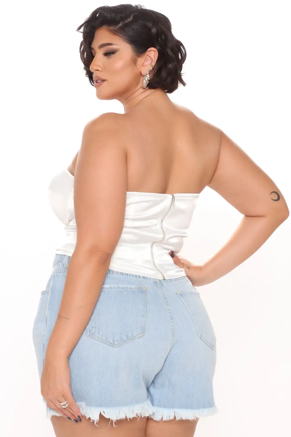 Please Her Satin Corset Top - White