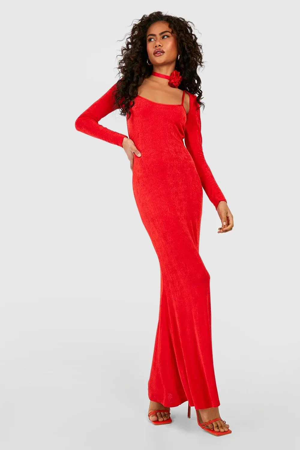 Spring/Summer Textured Slinky Bolero & Flared Maxi Dress