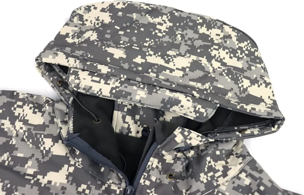 Men's Tactical Softshell Jacket Waterproof Fleece Hooded Hunting Coat