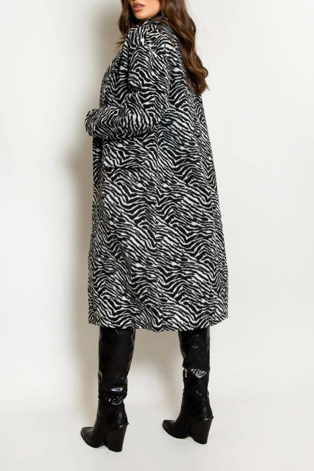 Zebra Front Tie Lapel Coat