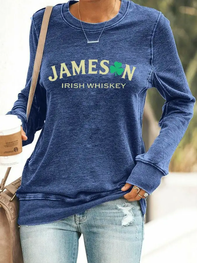 Women's St. Patrick’s Day Jameson Irish Whiskey Printed Casual Sweatshirt