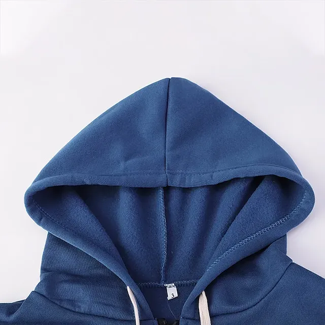 Women's Casual Jacket Hoodie Jacket Warm Pocket Full Zip Streetwear Casual Solid Color Street Sport Daily Going out Zipper Long Hoodie Regular Fit Long Sleeve Outerwear Black Pink Wine Fall Winter