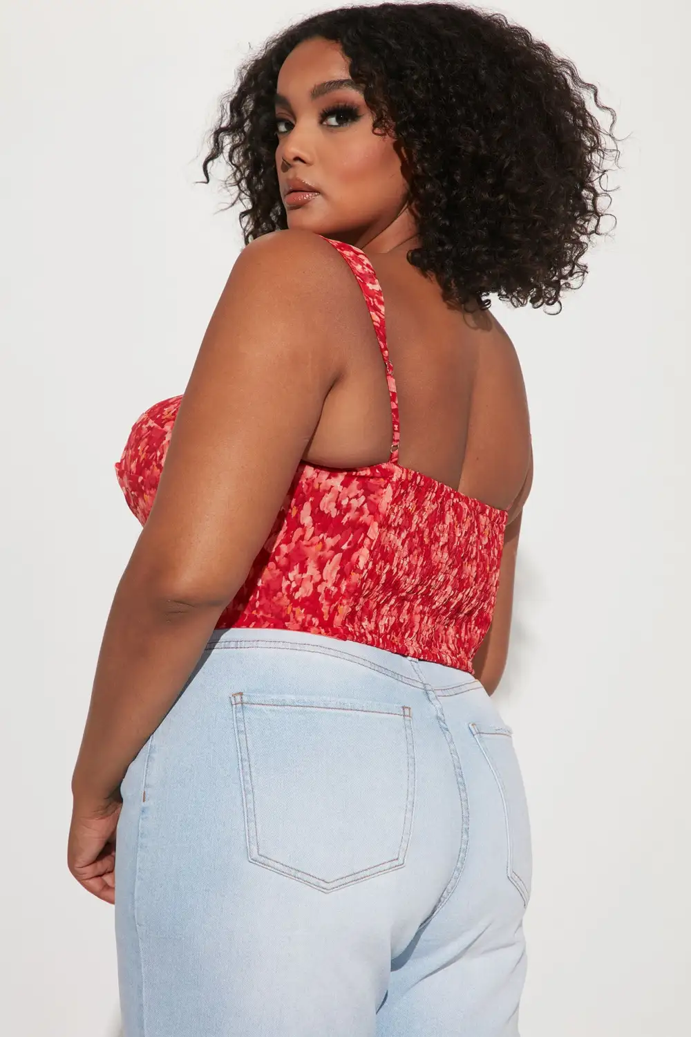Best Of Me Floral Corset Top - Red/combo