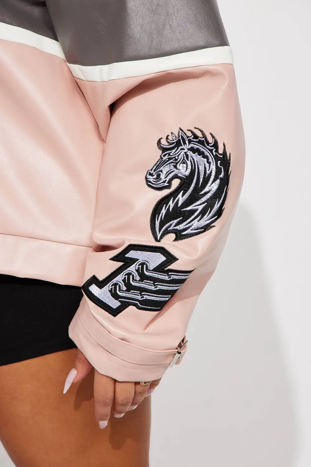 Harlem Babe Faux Leather Jacket - Pink/combo