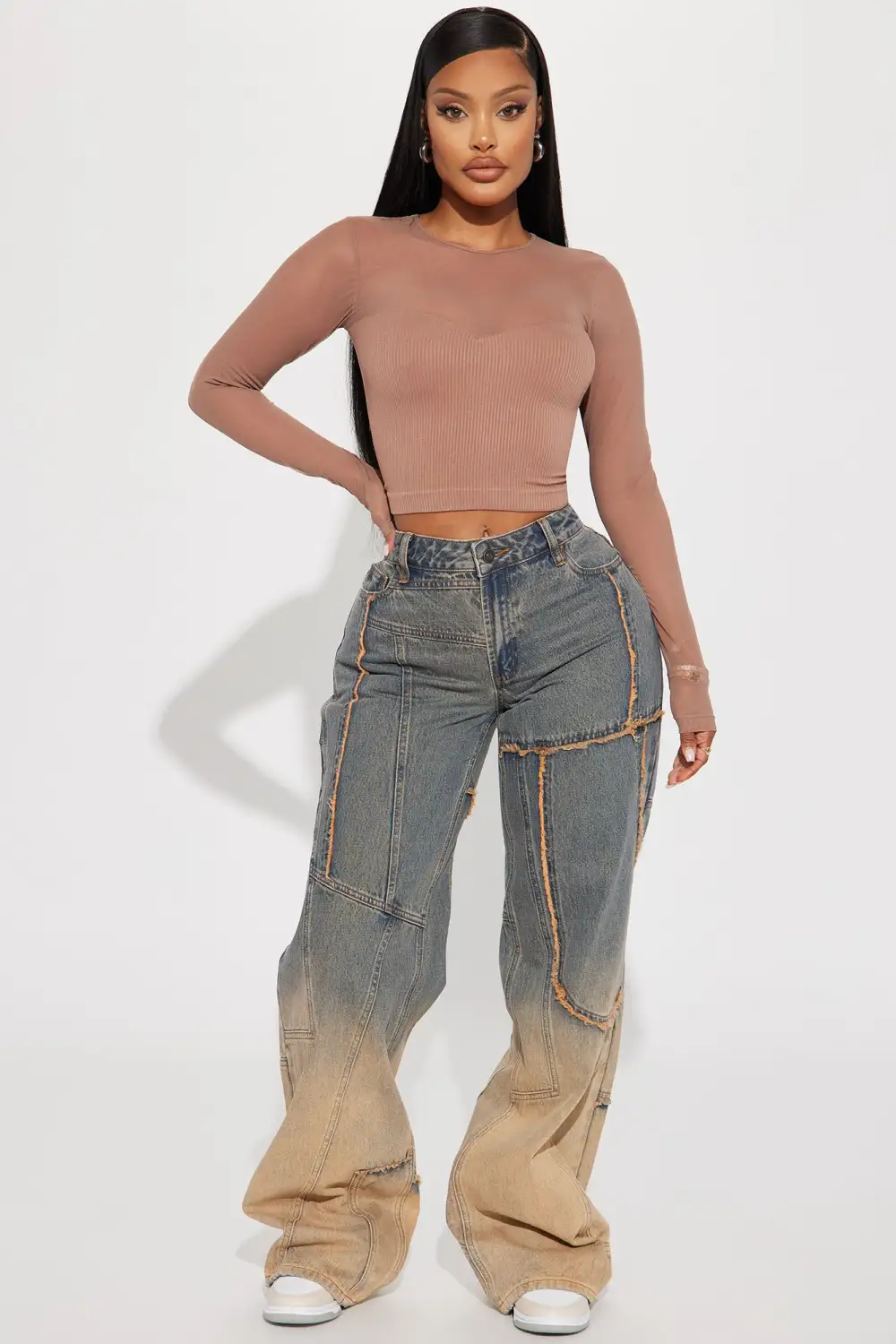 Milan Non Stretch Tinted Wide Leg Jeans - Dark Wash