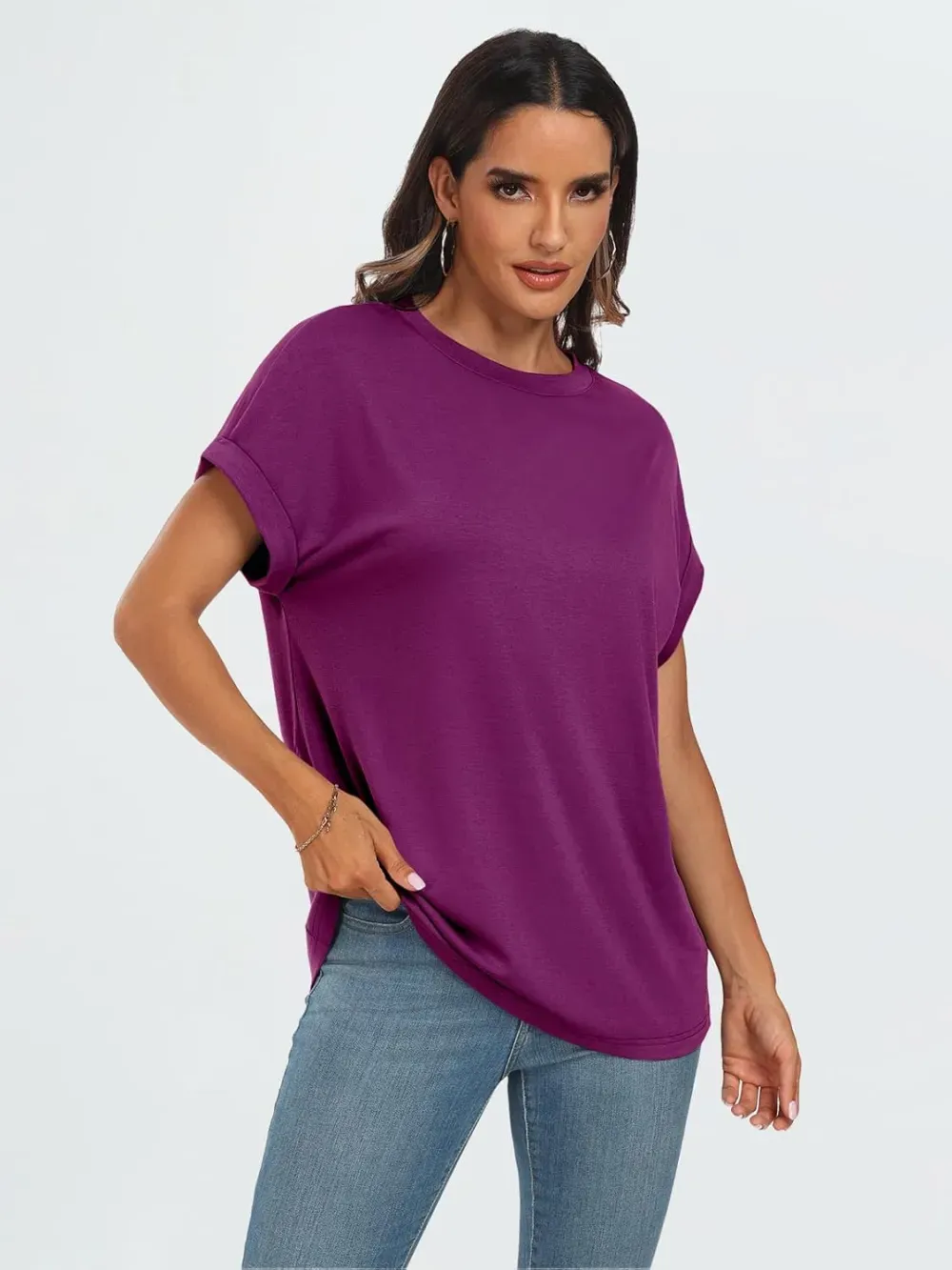 AUTOMET Women Tops Casual Basic T Shirts Loose Fit Crewneck Short Sleeve Summer Outfits