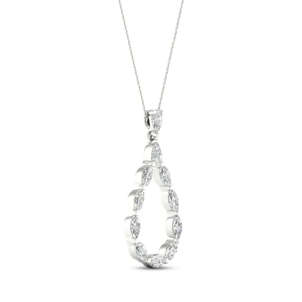 Diamond Teardrop Necklace 1-1/2 ct tw Pear & Marquise-cut 14K White Gold 18