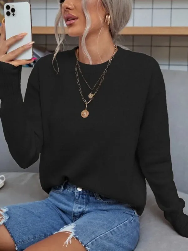 Solid Drop Shoulder Sweater
