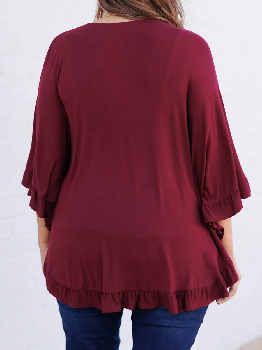 一个分类-Wooden ear edge circular hem cardigan