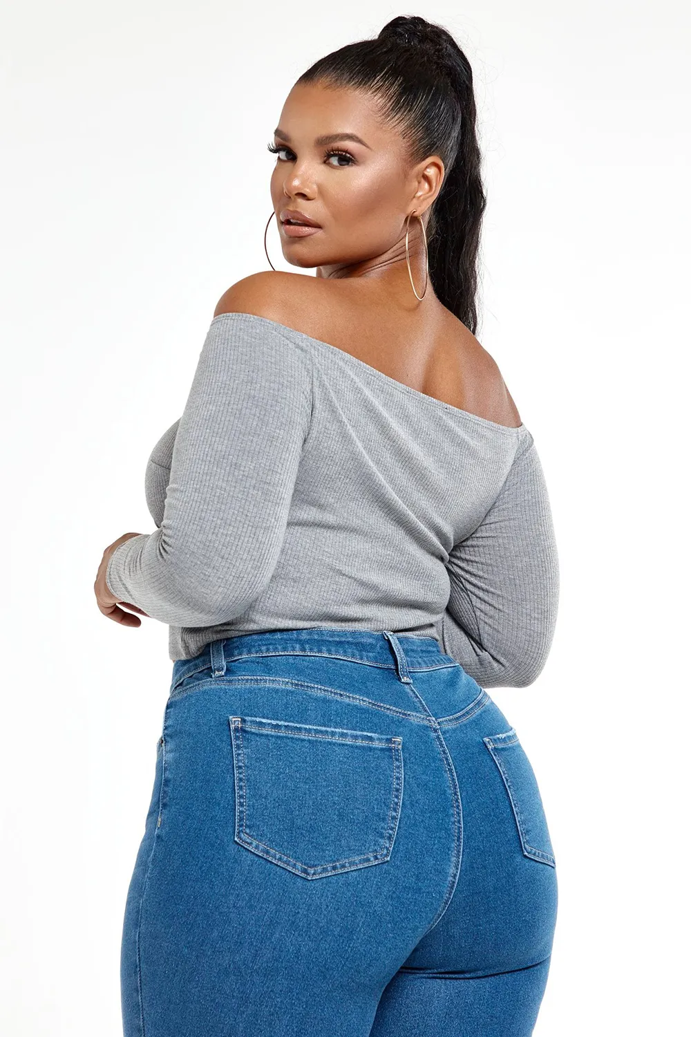 Off The Shoulder Rib Knit Top