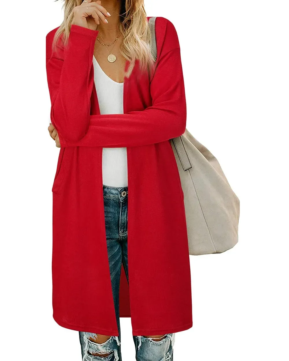 Women's Long Sleeve Lightweight Cardigan with Pockets Jacket