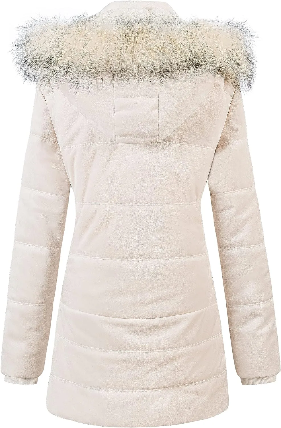 Women's Warm Winter Coat Velvet Puffer Jacket Quilted Faux Fur Hood