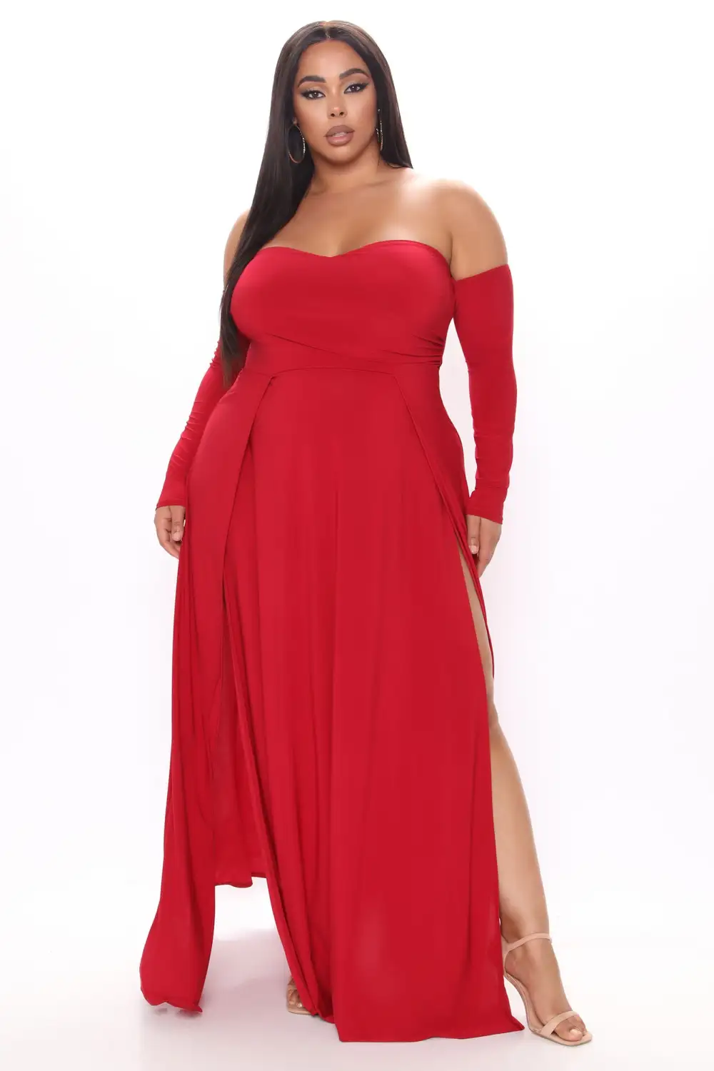Elegantly Fab Off Shoulder Maxi Dress - Wine
