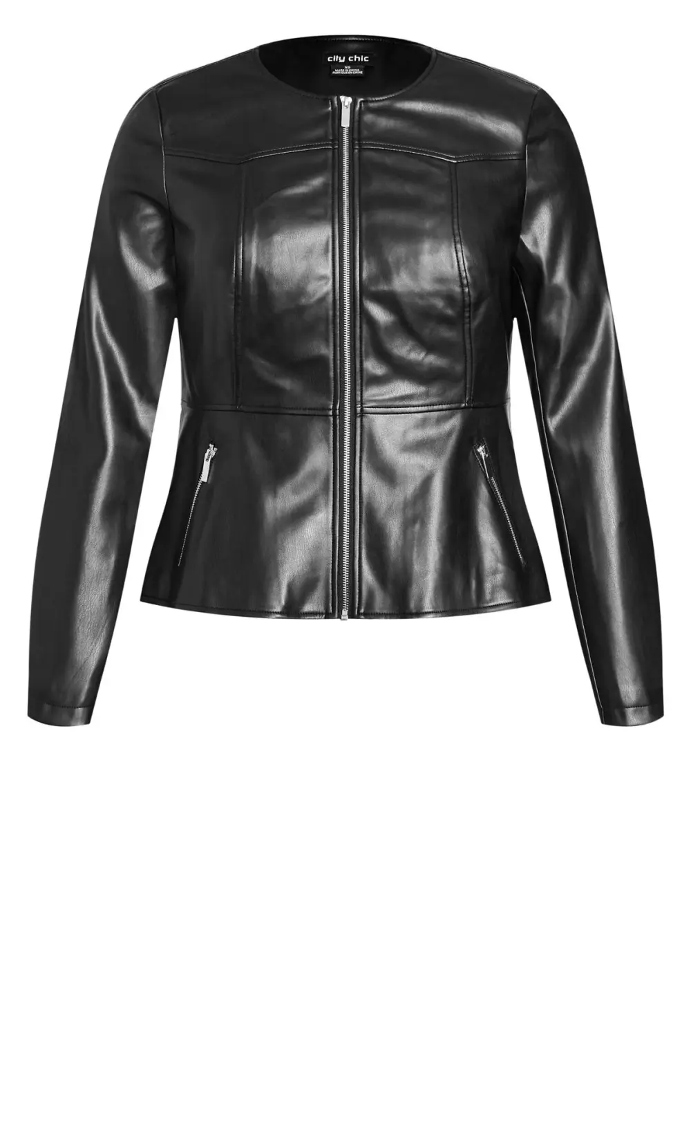 Evans Black Faux Leather Fitted Jacket