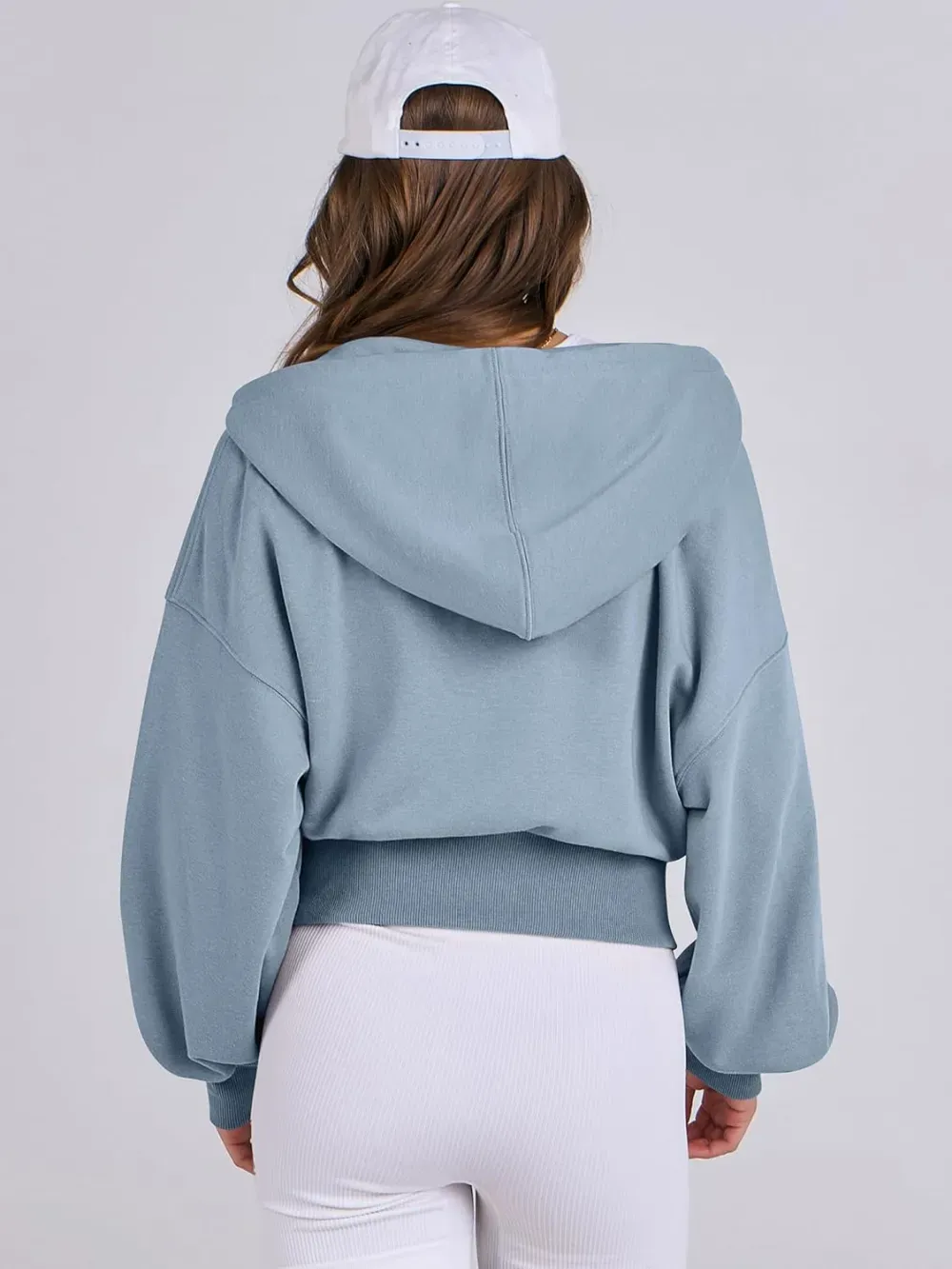 Women's Zip Up Hoodies Cropped Sweatshirts Full Zip Jackets Casual Fashion Fall Outfits Winter Clothes