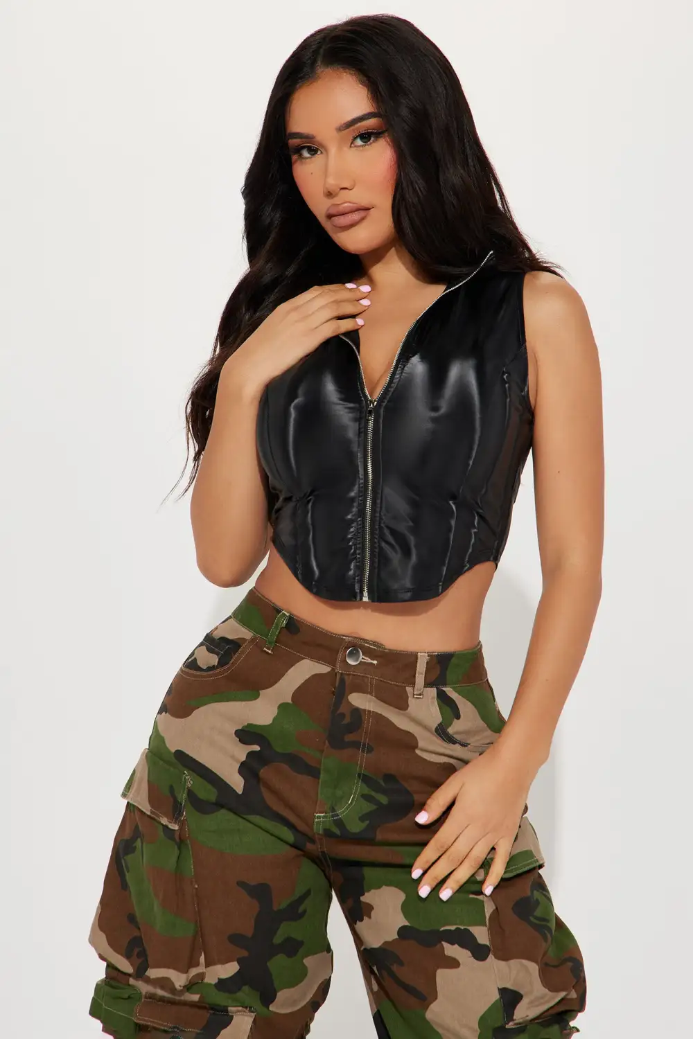 Chantelle PU Crop Top - Black