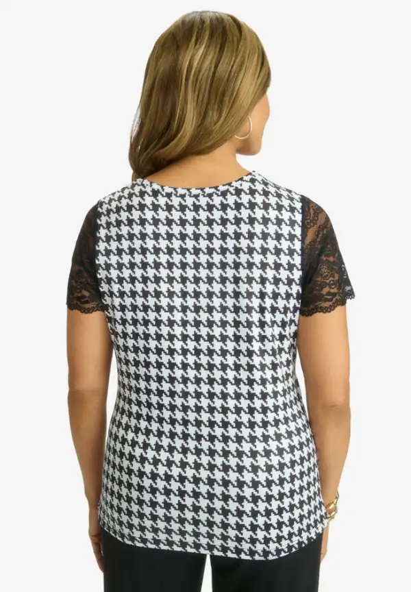 Stretch Lace Neckline Top