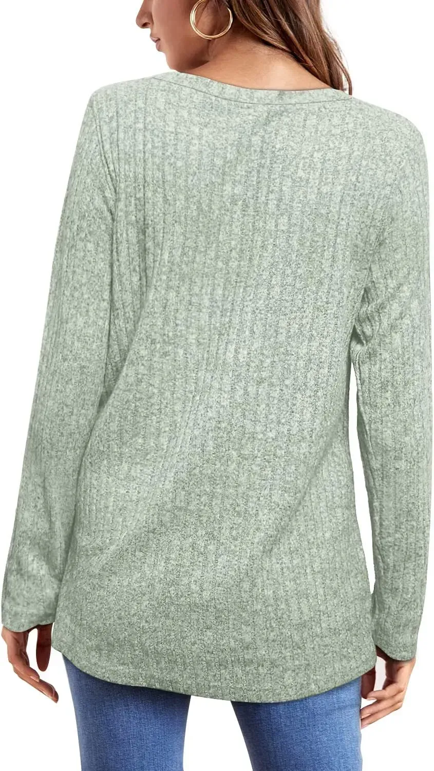 OFEEFAN Long Sleeve Shirts for Women Lightweight Crew Neck Casual Tunic Tops