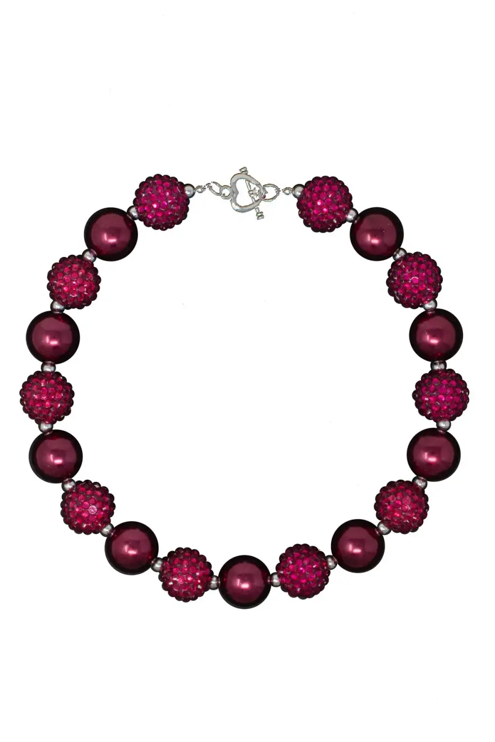 Raspberry Rose Rhinestone & Pearl Bubblegum Necklace