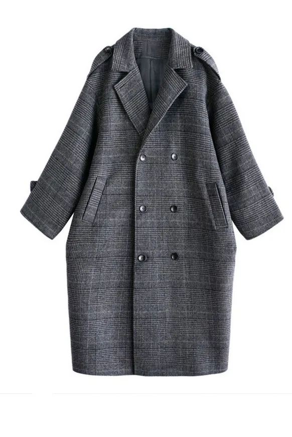 Plaid Oversized Lapel Coat
