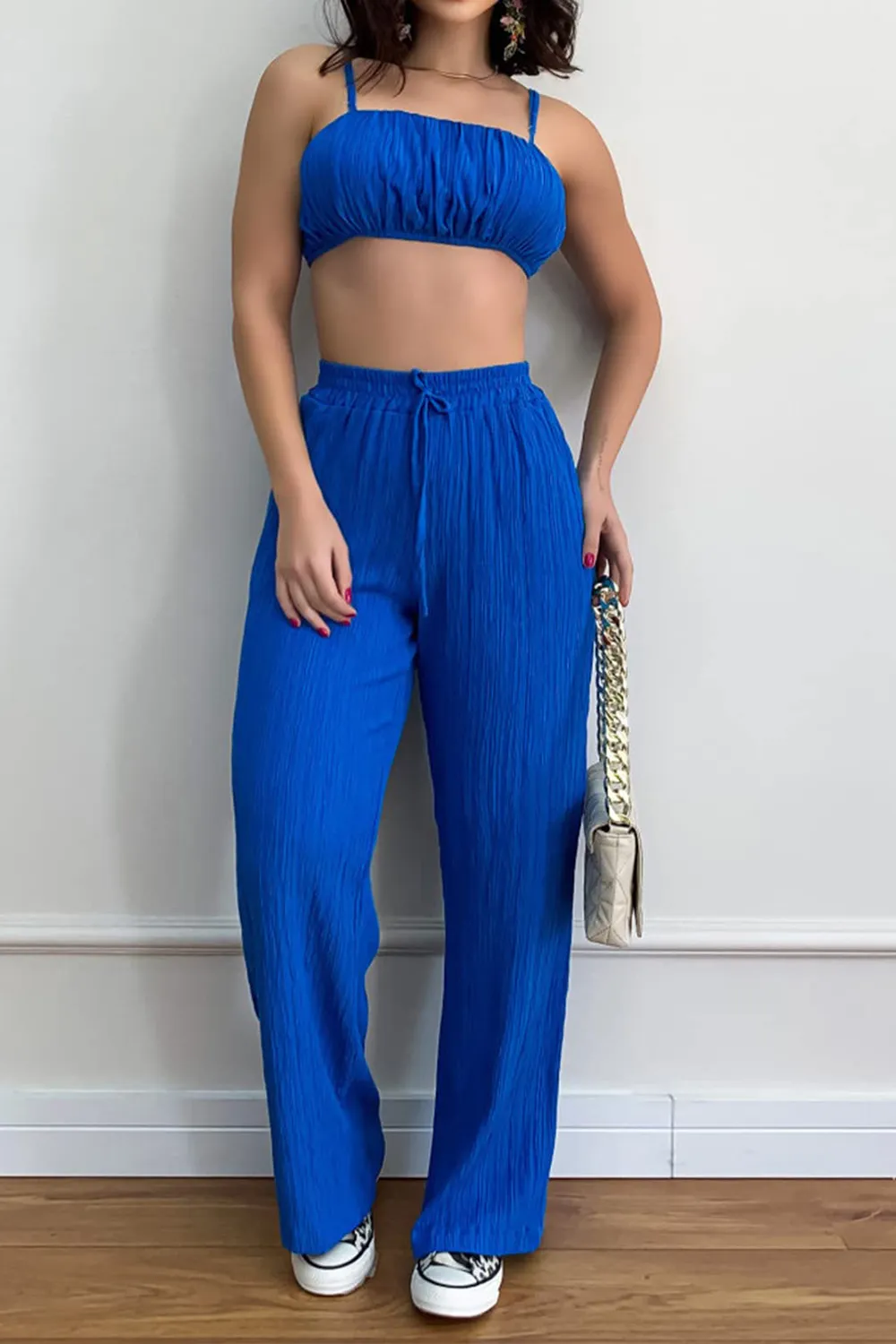 Camisole crop top and wide-leg pants set