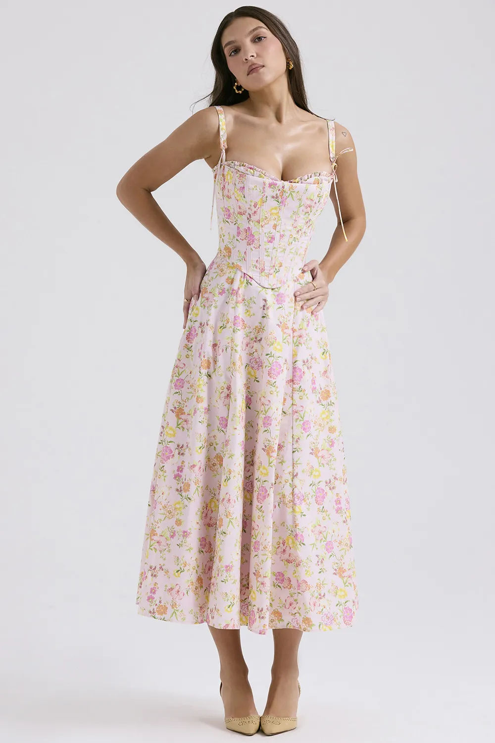 Pink meadow print cotton sundress