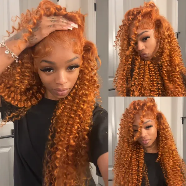 Flash Sale | #350 Ginger Deep Wave Frontal Wig 13×6 Lace Human Hair Wig