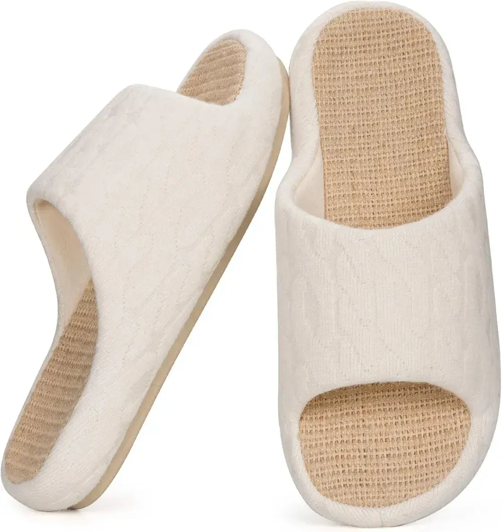 Slippers for Women Memory Foam Open Toe House Slippers Cute Comfy Bedroom Slides Slip on Slippers for Summer Indoor