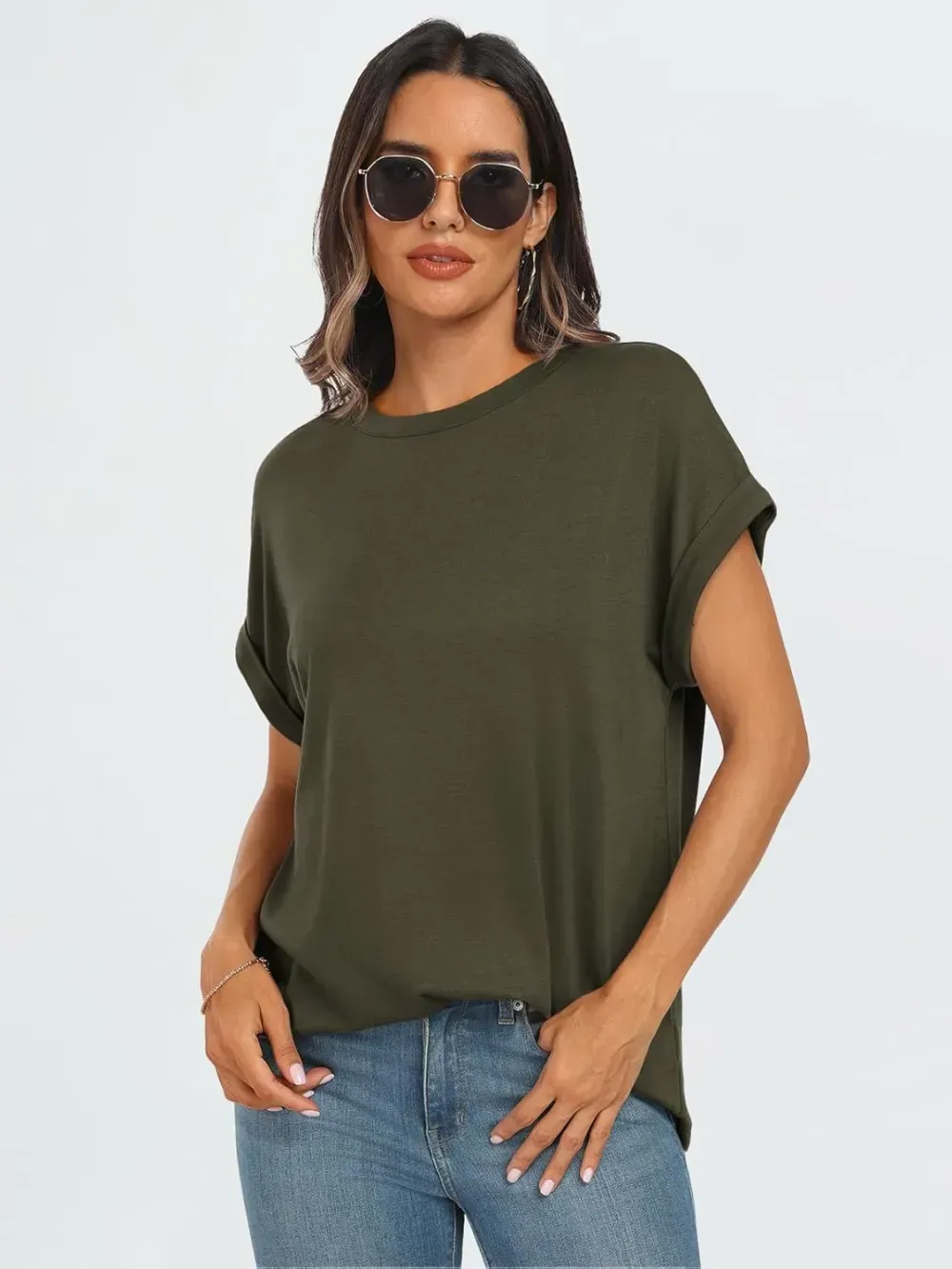 AUTOMET Women Tops Casual Basic T Shirts Loose Fit Crewneck Short Sleeve Summer Outfits