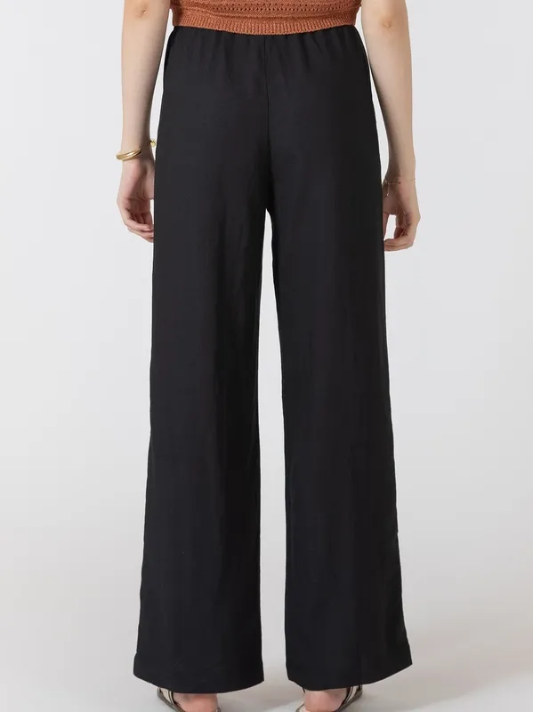 Drawstring Linen Blend Pull-On Pant