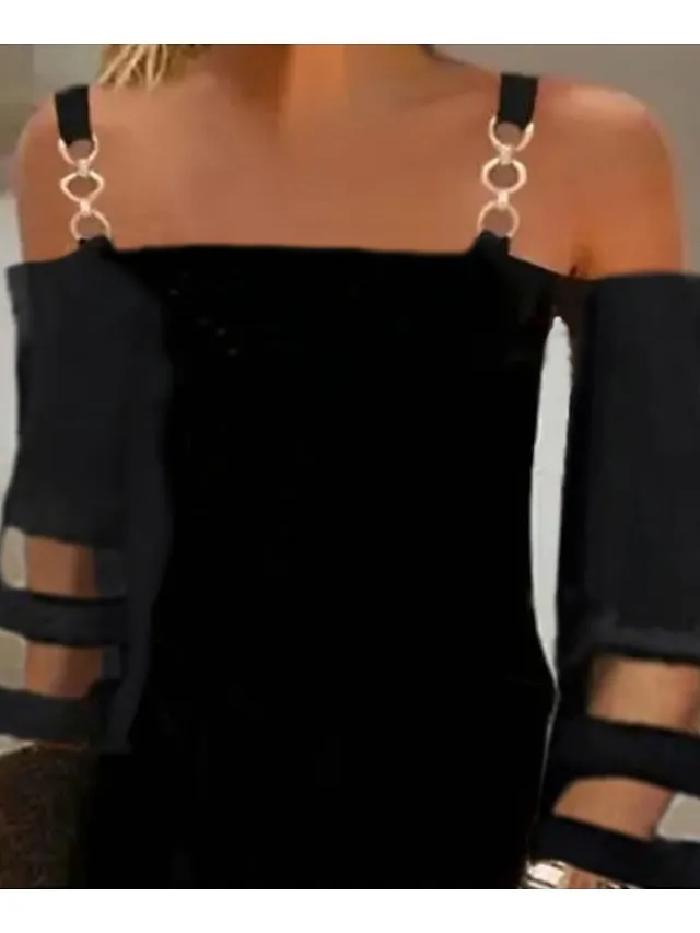 Women's Casual Dress Sheath Dress Sundress Mini Dress Black 3/4 Length Sleeve Pure Color Ruched Summer Spring Fall Spaghetti Strap Fashion Birthday Wedding Guest Vacation 2023 S M L XL XXL 3XL