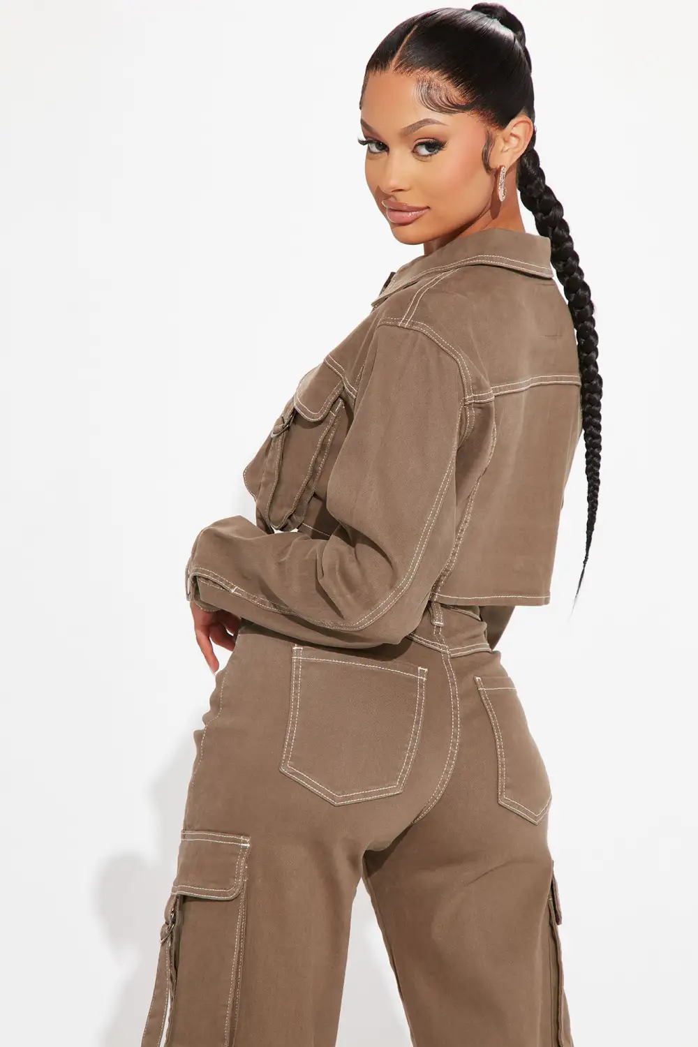 Love Hurts Cargo Denim Jacket - Olive