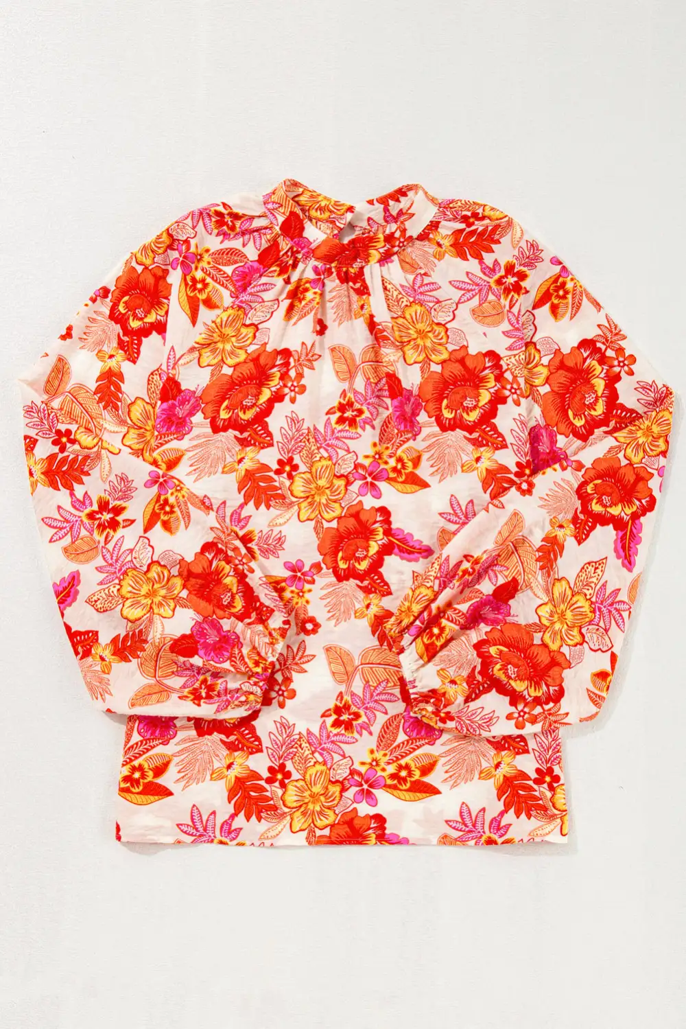 Everyday Floral Button Front Puff Sleeve Blouse