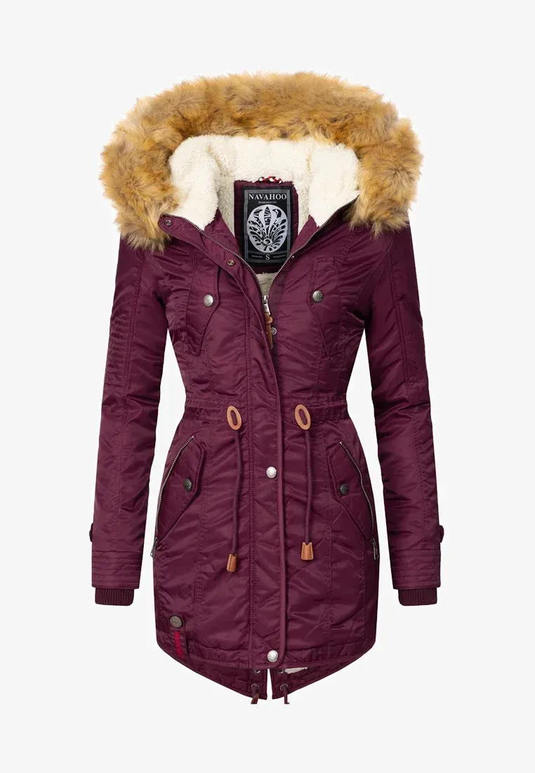 Women's padded parka coat red