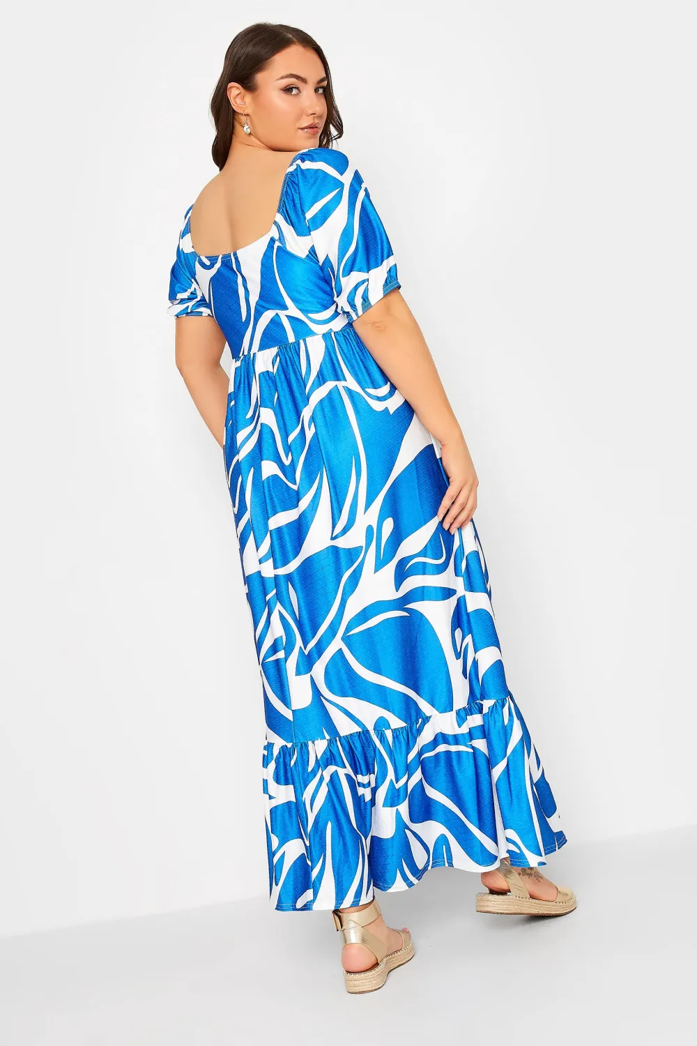 YOURS Curve Blue Swirl Print Maxi Dress