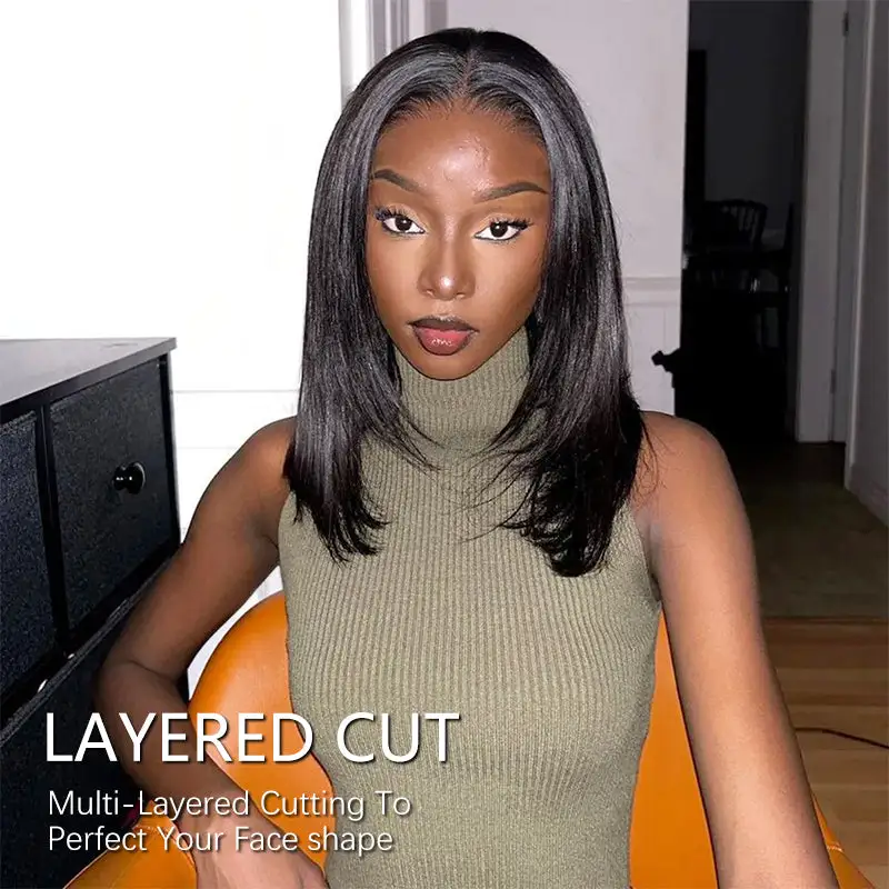 Sterly 13×6 HD Full Lace Short Straight Bob Wigs Human Hair
