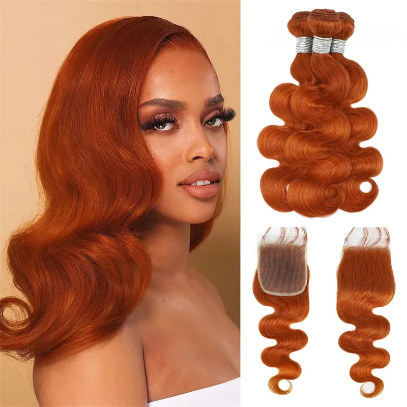 Sterly Ginger #350 Body Wave Human Hair Bundles With 13×6 Lace Frontal/5×5 Lace Closure
