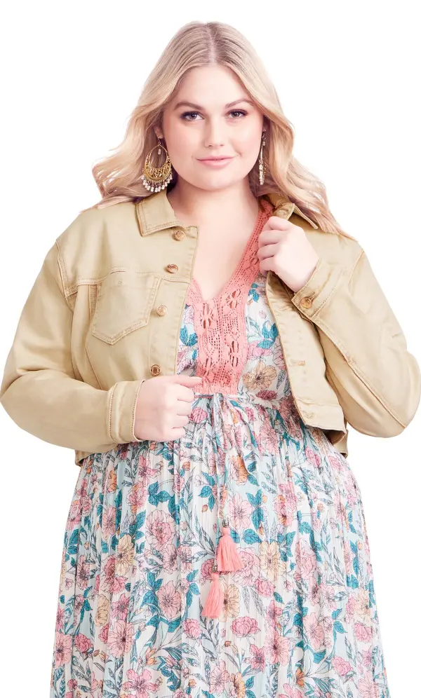 Evans Neutral Ava Denim Jacket