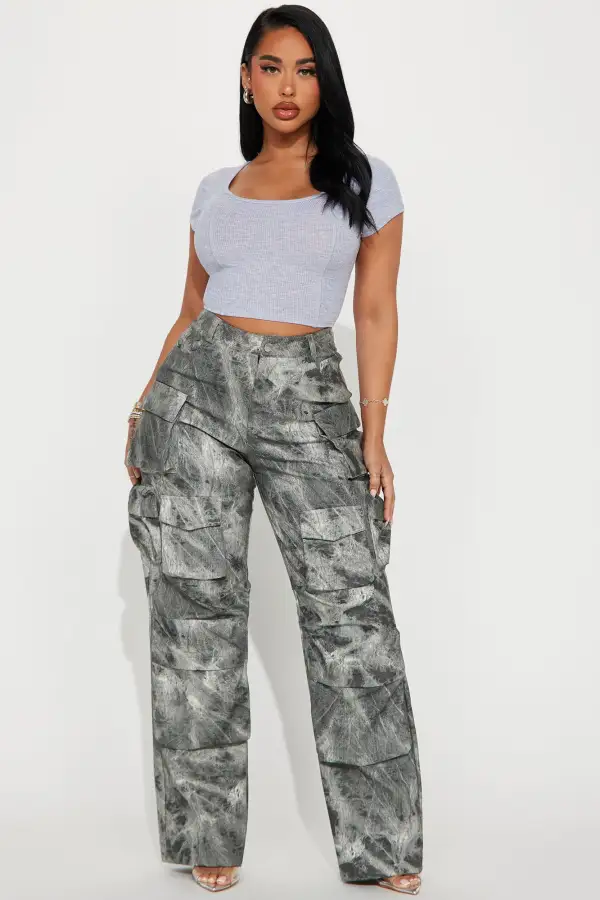 Walk My Way Crop Top - Grey