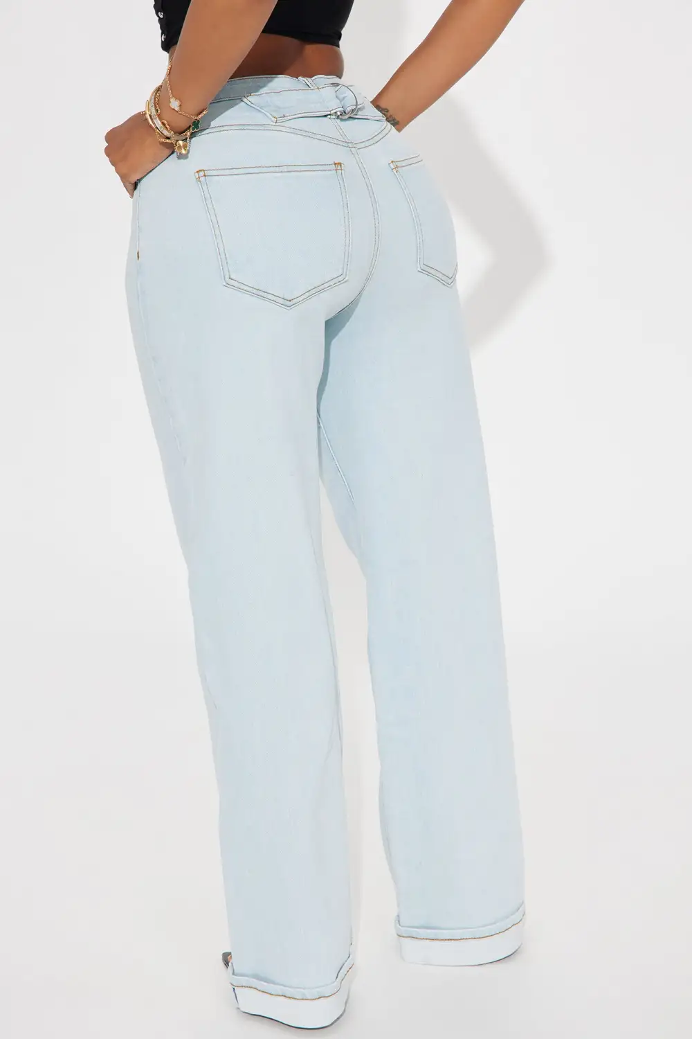 Poppin' Off Stretch Baggy Jeans - Light Wash