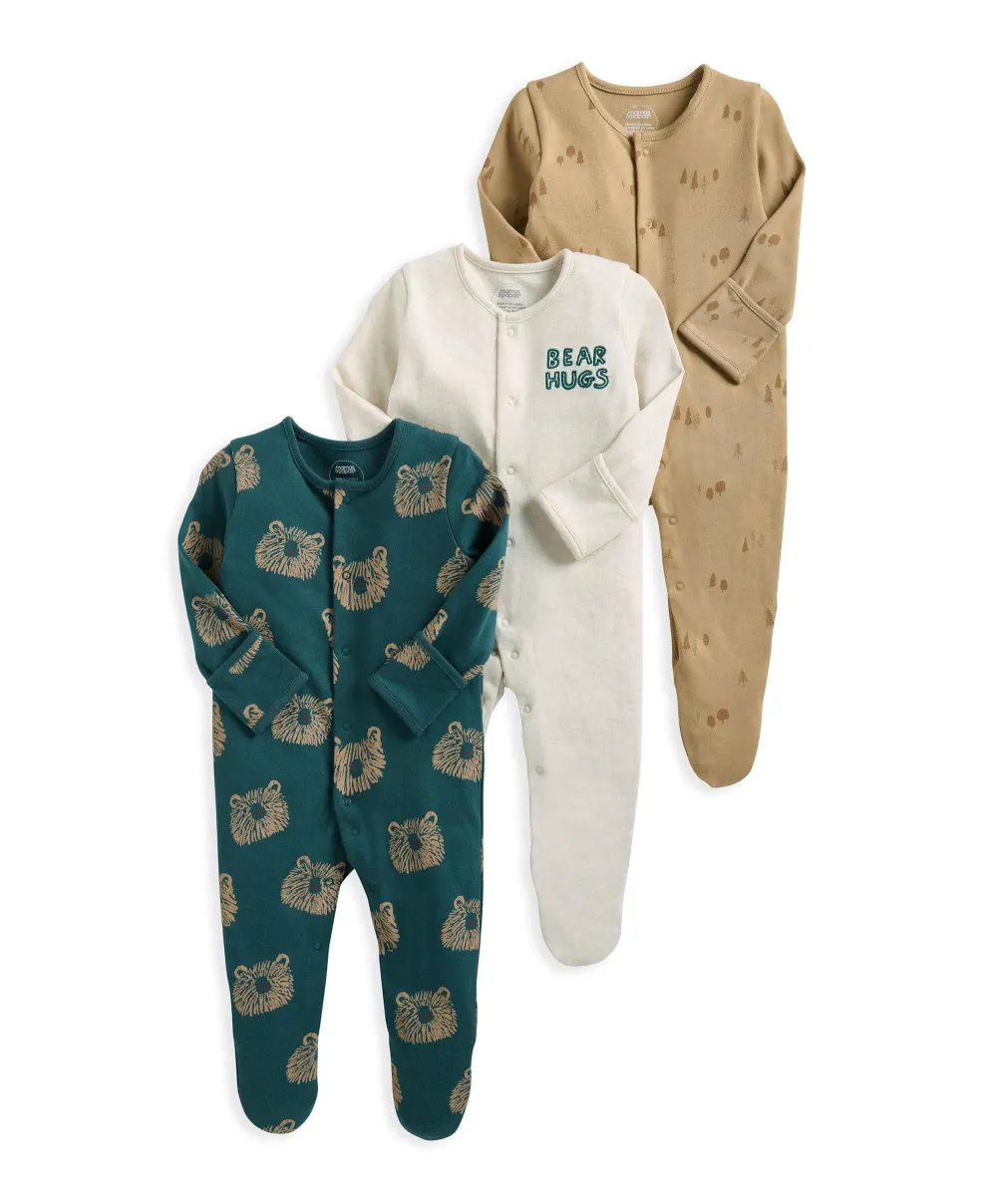 Bear Sleepsuits (Pack of 3)