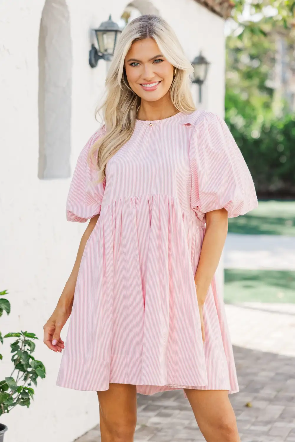 Dreaming Of The Day Pink Striped Babydoll Dress